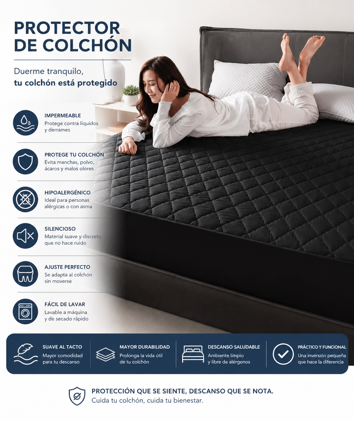 PROTECTOR DE COLCHONES QUEEN 60X74 / A PRUEBA DE AGUA