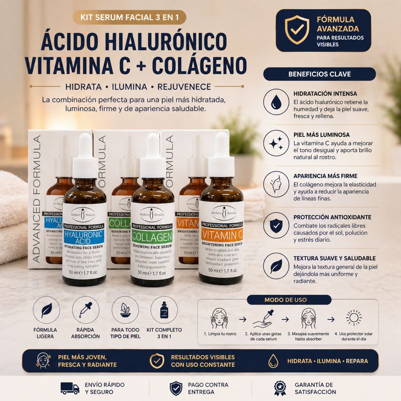 KIT SERUM- ACIDO HIALURONICO-VITAMINA C-COLAGENO